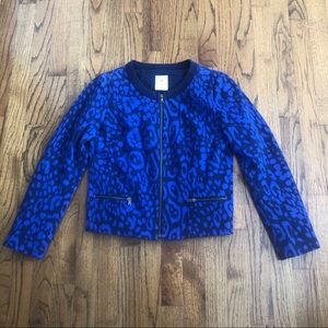 Gap Blue Leopard Print Zip Blazer Jacket Women’s 2